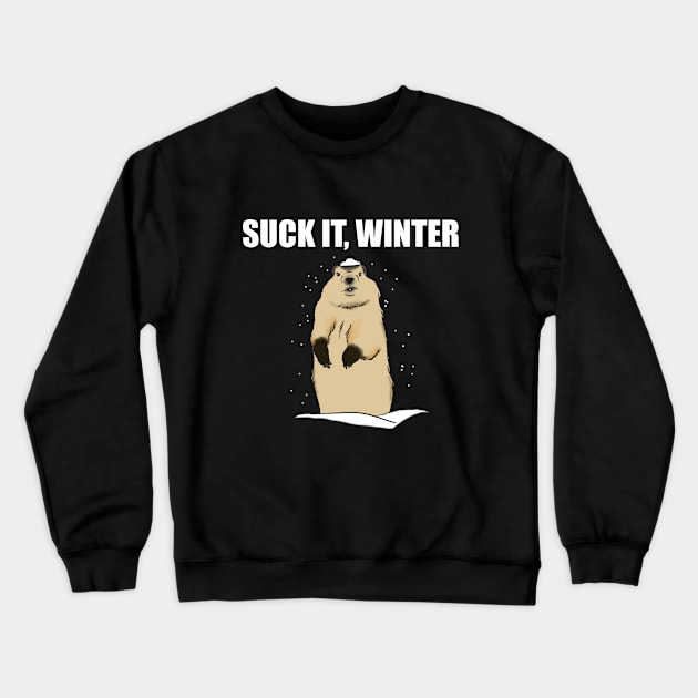 Funny Groundhog Day, Angry Groundhog, I Hate Winter Crewneck Sweatshirt by sockdogs